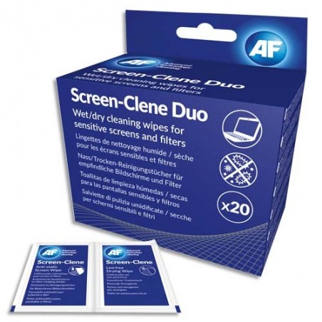 AF Boîte de 20 sachets duo humide-sec antistatiques pour tous type décrans  LCD TFT et Plasma ASCR020