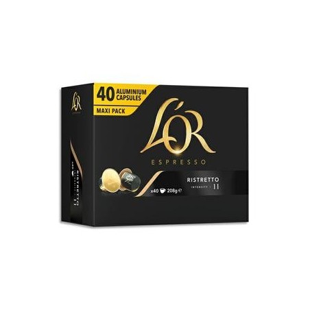 L'OR Boîte de 40 dosettes de 208g de café moulu Arabica Espresso
