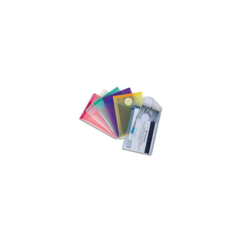 TARIFOLD Sachet de 6 pochettes enveloppes A7 portrait à Velcro en PP  18-100e. Coloris assortis