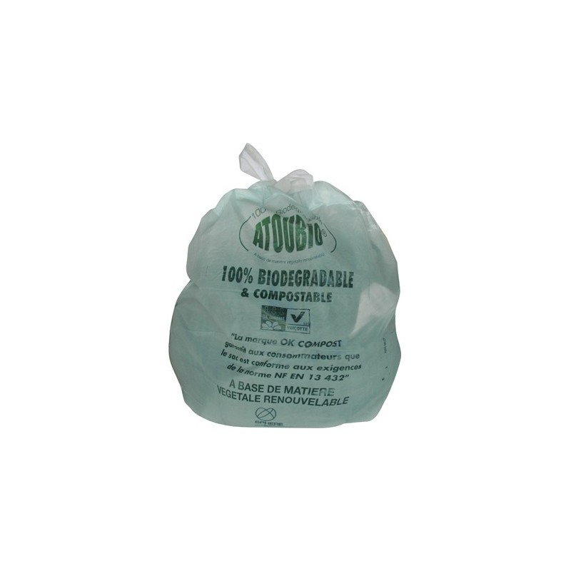 JET SAC SAC BIODEGRADABLE 20L VERT A LIENS COULISSANTS X250