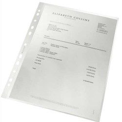 Sachet de 10 pochettes enveloppe perforées en polypropylène A4 transparente,  fermeture velcro Elba
