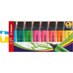STABILO BOSS ORIGINAL surligneur pointe biseautée - Pochette de 8 surligneurs fluo