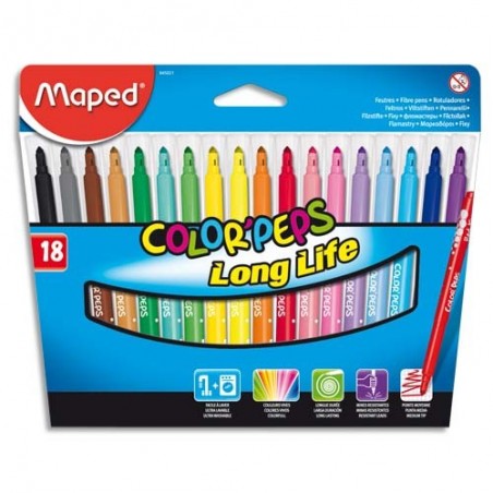 Boite de 18 feutres MAPED Color'Peps - Stylo Feutre - Ecriture et