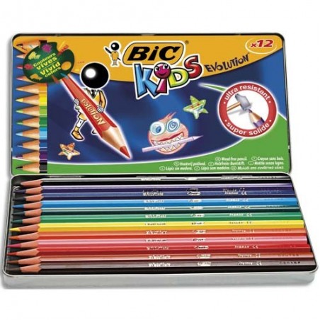Crayons de couleur assortis Bic Kids - x12