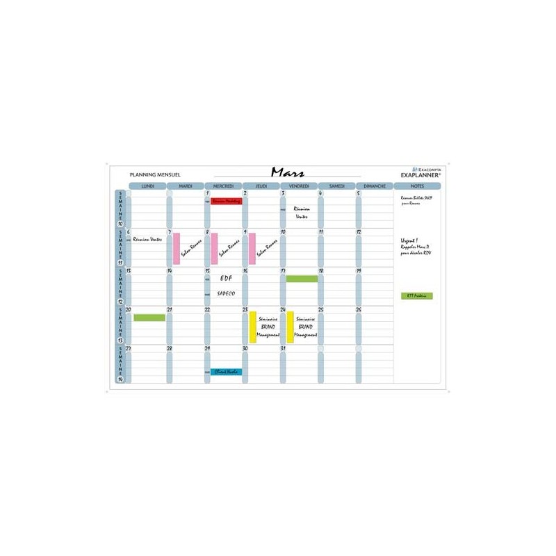 Agenda hebdomadaire magnétique (23) - Français - Tableau blanc calendrier  mensuel 