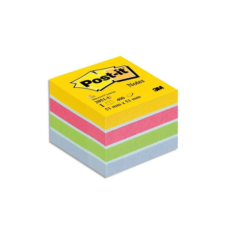 POST-IT Mini bloc cube 400 feuilles 5,1x5,1cm couleur ultra