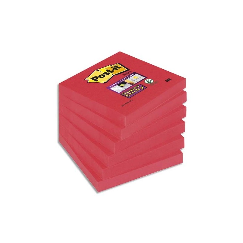POST-IT Lot de 6 blocs Super Sticky 90 feuilles Rouge coquelicot 7