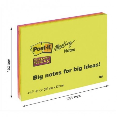 Post-it - 4 Blocs notes + 2 gratuits de 90 feuilles Super Sticky