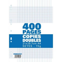 Lot de 200 copies simples + 100 gratuites grand format A4 grands carreaux  Séyès 70g perforées