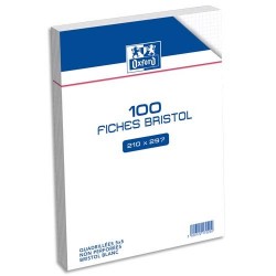 OXFORD Sachet 100 fiches bristol non perforées 210x297mm (A4