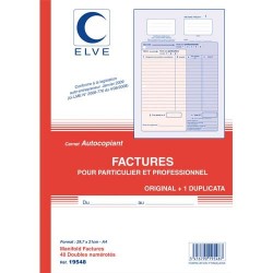 ELVE Manifold auto entrepreneur autocopiant factures format 210x297mm