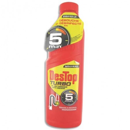 DESTOP Turbo Gel javel d1 litre débouche et désinfecte formule concentrée