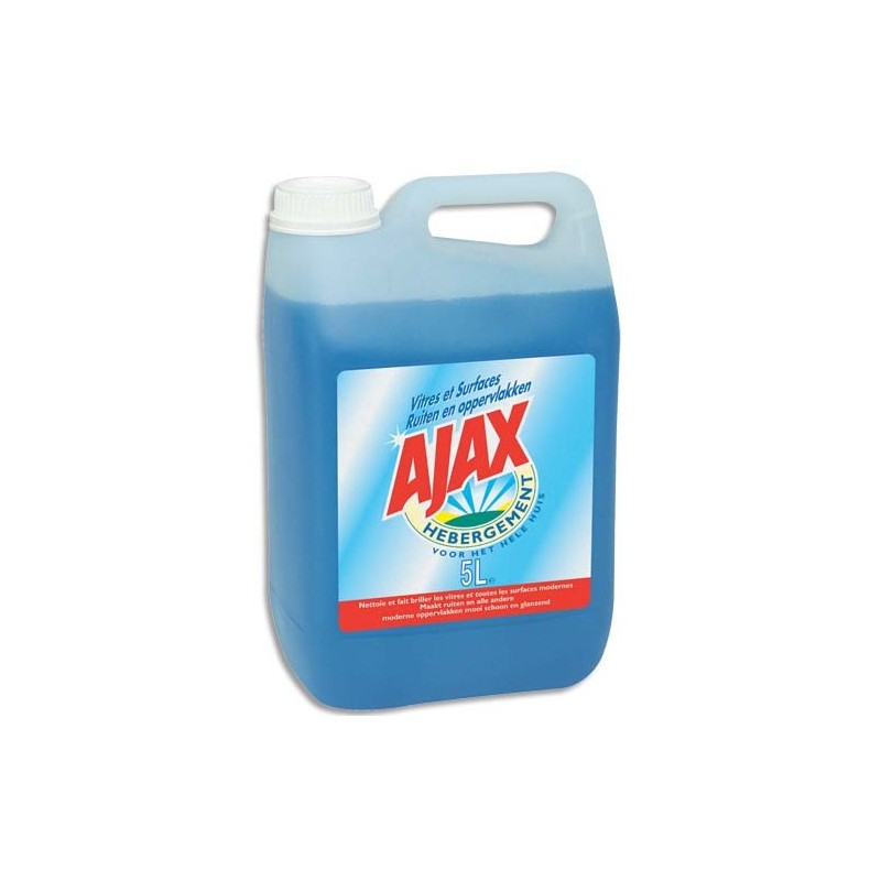 AJAX Bidon 5 Litres Nettoyant vitres et surfaces modernes Bleu 3en1  anti-traces dégraissant anti-goutte